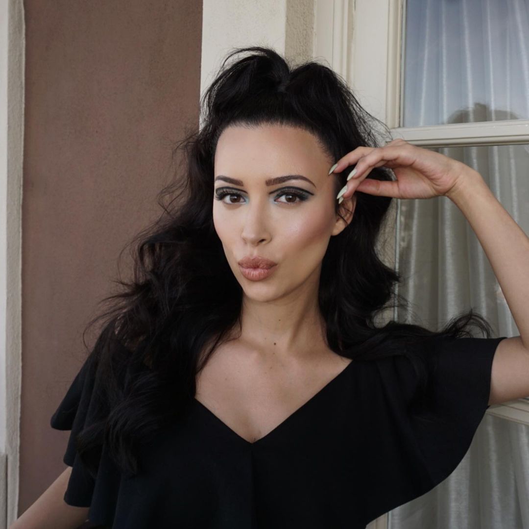 Model showing graphic eyeliner look