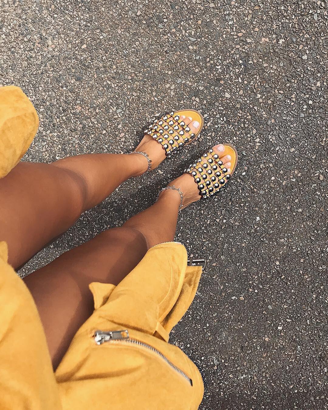 An image of a pair of summer shoes which are the Hazel studded sliders
