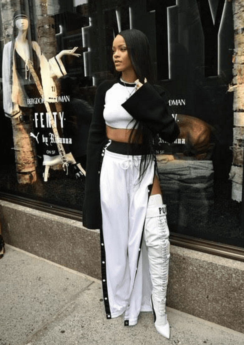 Rihanna Fenty White Long Boots