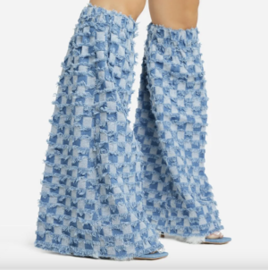 blue distressed detail leg warmers